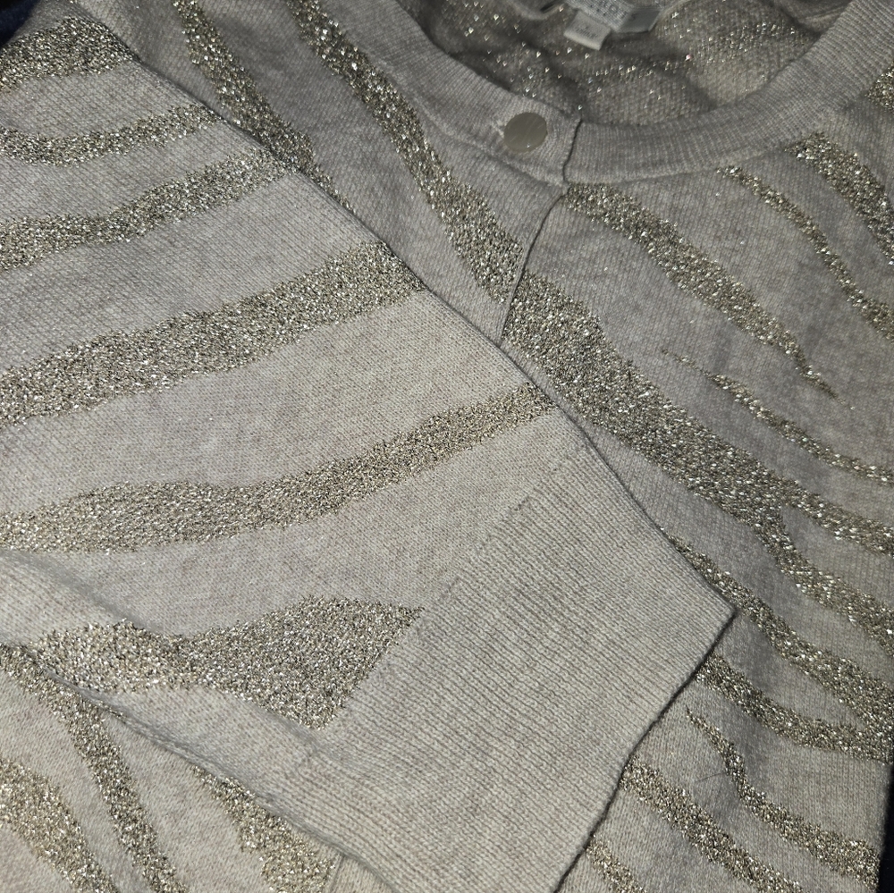 Talbots Metallic Gold and Cream Sweater - Picture 3 of 3